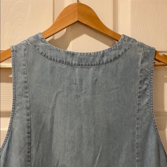 7 For All Mankind Lace Up Chambray denim mini tunic shirt dress light wash M - Picture 8 of 14
